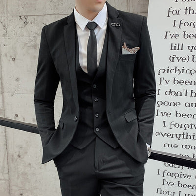 Old Money Classic Three-Piece Business Suit