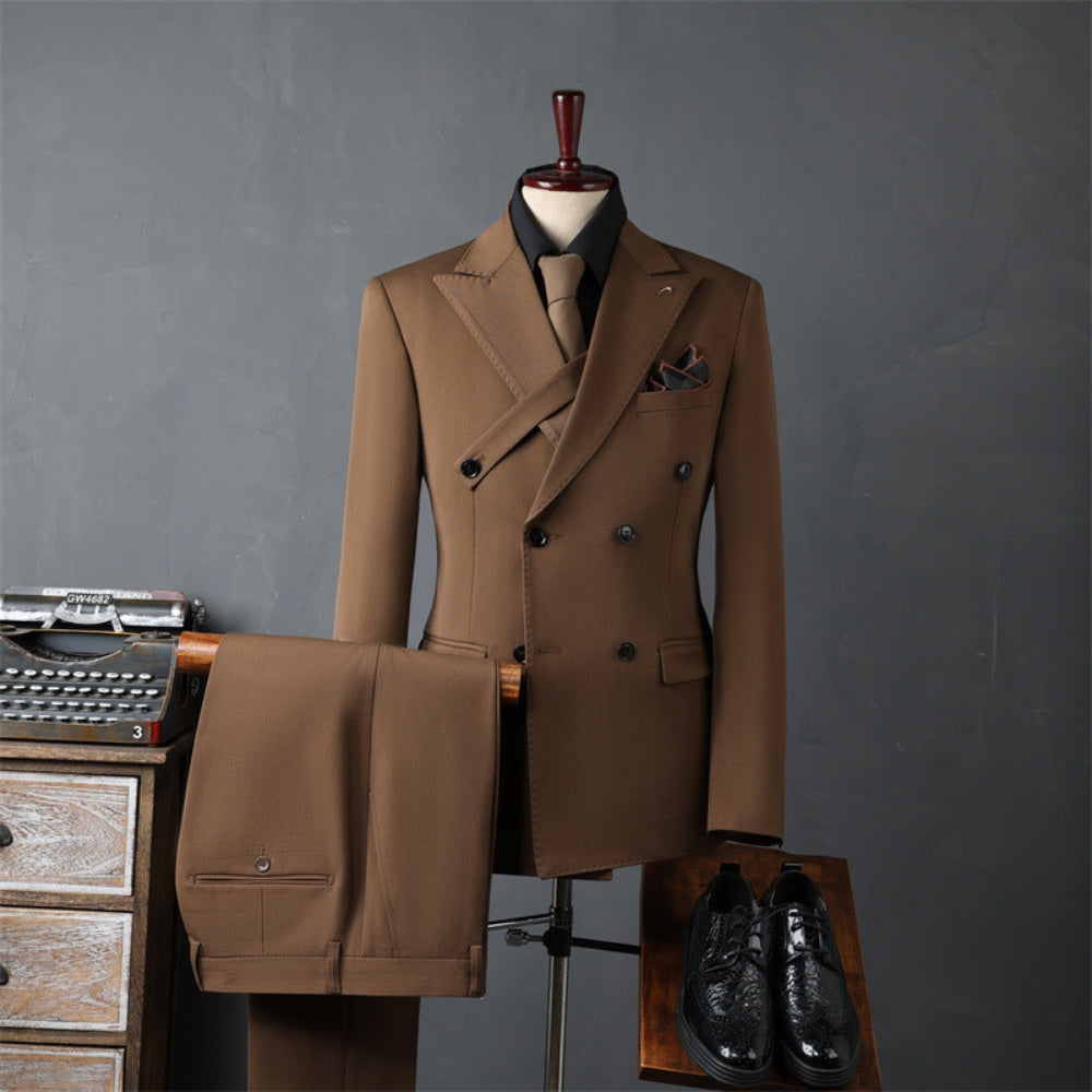 Old Money Double-Breasted Three-Piece Suit