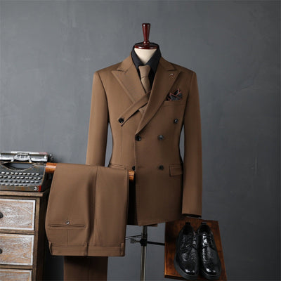 Old Money Double-Breasted Three-Piece Suit