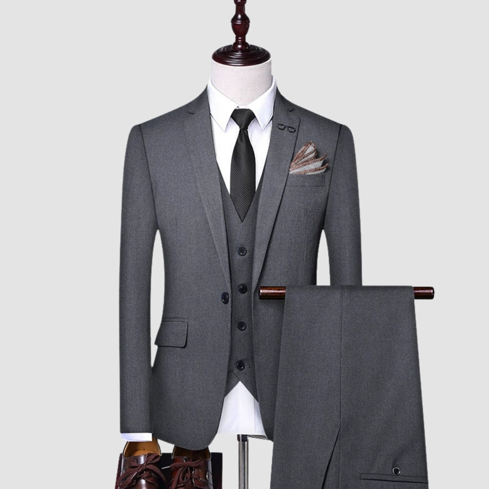 Old Money Three-Piece Slim Fit Wedding Groom Banquet Suit