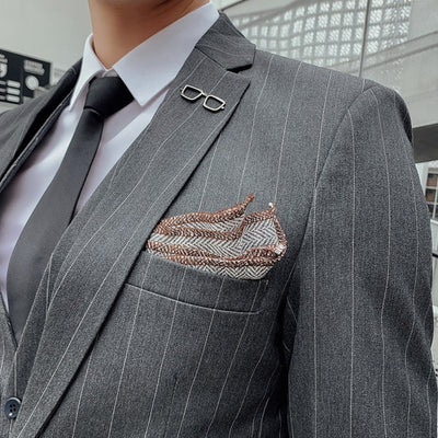 Old Money Classic Three-Piece Business Suit