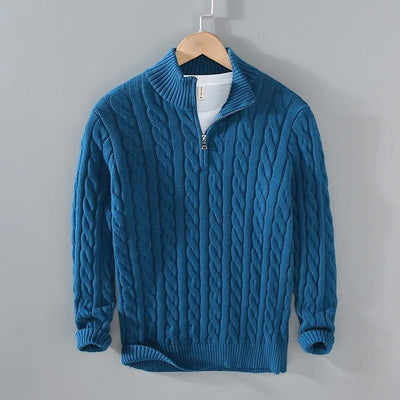 Old Money Half-zip Cable-knit sweater