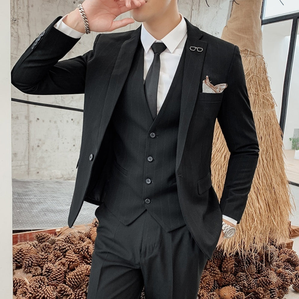 Old Money Classic Three-Piece Business Suit
