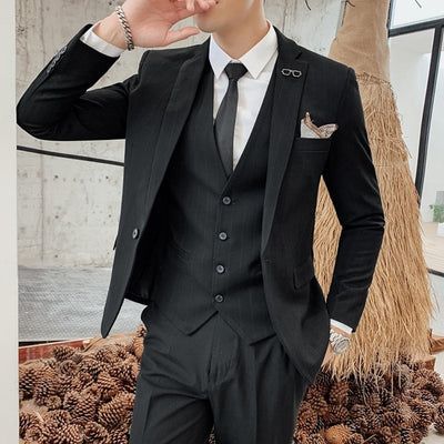 Old Money Classic Three-Piece Business Suit