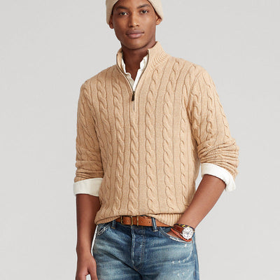 Old Money Half-zip Cable-knit sweater